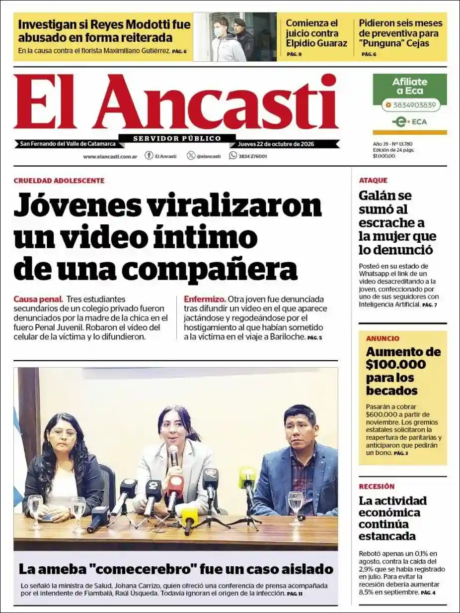 Estudios Max | YO TE AVISÉ - Tapa del diario Ancasti