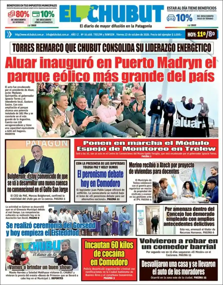 Estudios Max | YO TE AVISÉ - Tapa del diario El Chubut