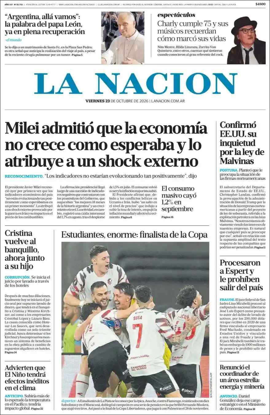 Estudios Max | YO TE AVISÉ - Tapa del diario Nacion